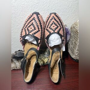 Huarache Sandals Black  Woven Leather Closed Toe